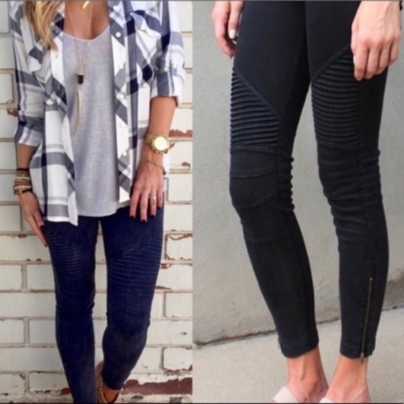 BellanBlue Pants - Black Classic Moto Ankle Zipper Pull on Leggings